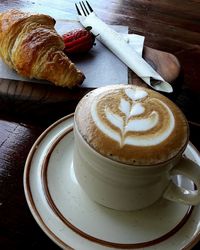 High angle view of coffee on table