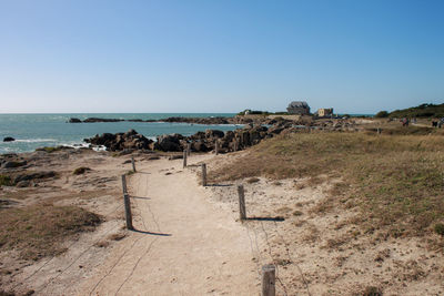 Scenic view of pathway on the ocean coast