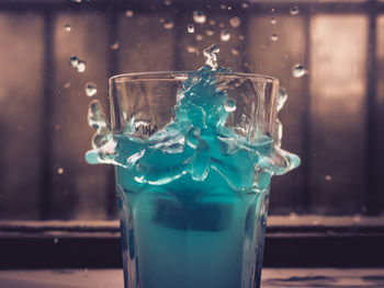 Close-up of drink in glass on table