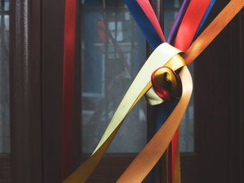 Close-up of colorful ribbons