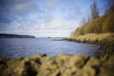 Scenic view of lake against sky