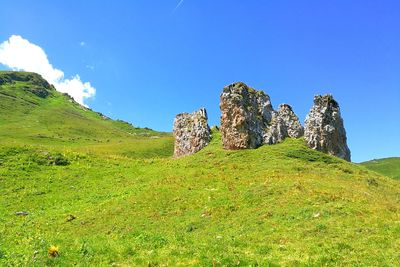 Scenic view of landscape against blue sky