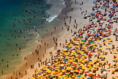 High angle view of people on beach