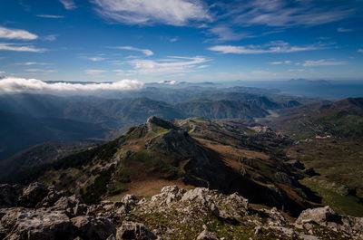 Scenic view of mountains against sky