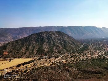 Scenic view of mountains against clear sky