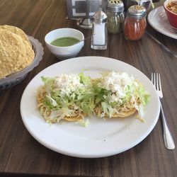 Close-up of served food on table