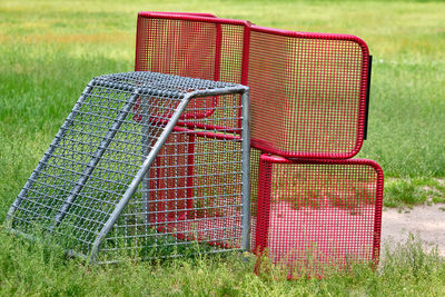 Empty chair in lawn