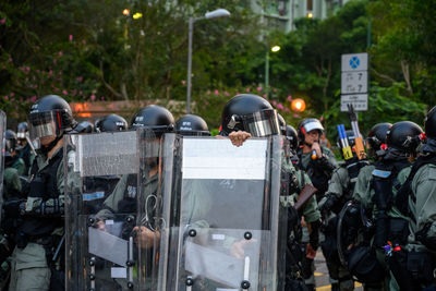 Group of soldiers with protective equipment