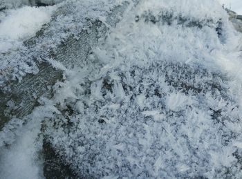 High angle view of frozen water