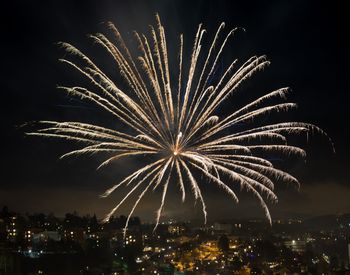 Firework display at night