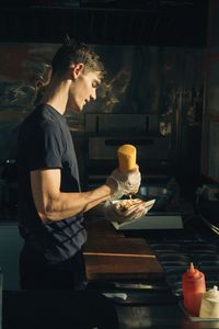 Man preparing food at home