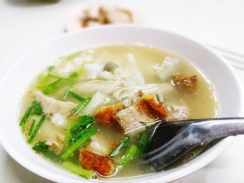 Close-up of soup in bowl