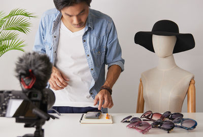 Man working on table