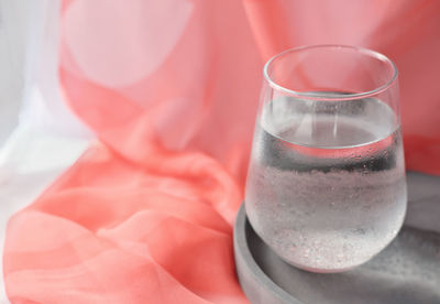 Close-up of water in glass on table