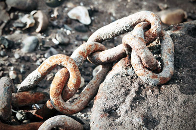 Close-up of rusty chain