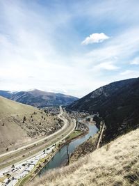 Scenic view of mountains against sky