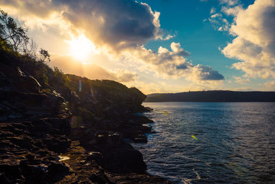 Scenic view of sea against sky during sunset