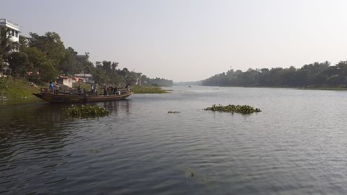 Scenic view of lake against clear sky