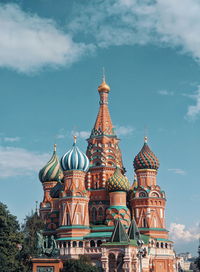 Low angle view of temple building against sky