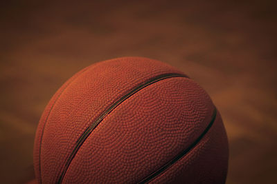 Close-up of basketball on court