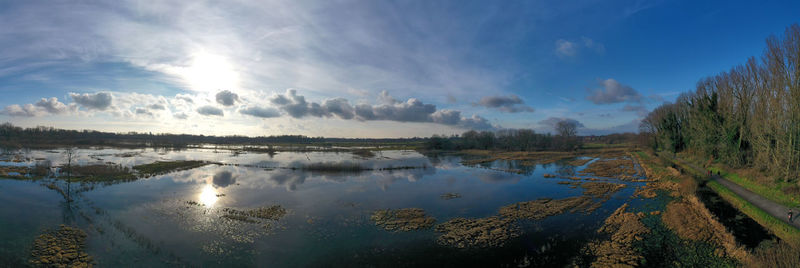 Panoramic view of lake against sky