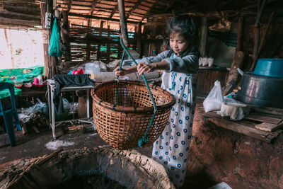 Little girl on the ancient salt pond