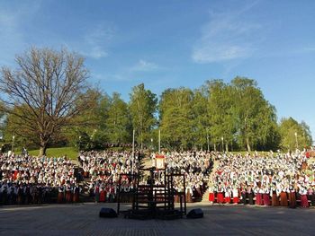 View of chairs in row against the sky