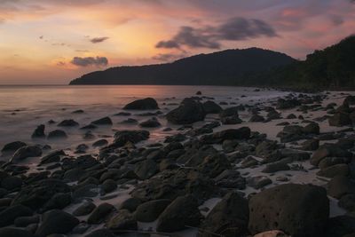 Scenic view of sea against sky during sunset