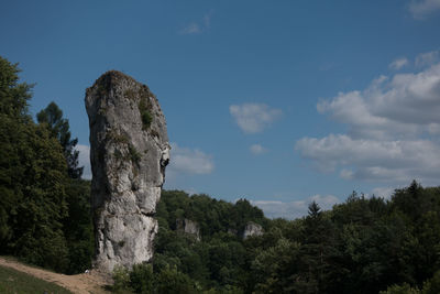 Low angle view of rocks against sky