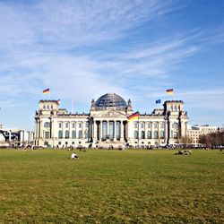 Exterior of the reichstag against blue sky