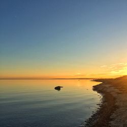 Scenic view of sea against sky at sunset
