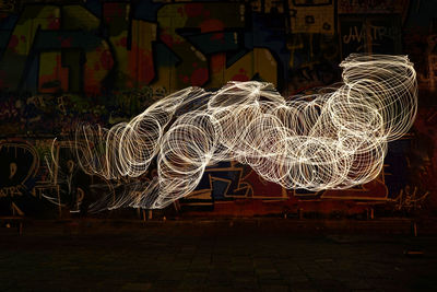 Illuminated decorations at night