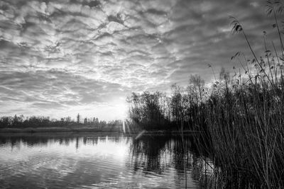 Scenic view of lake against sky