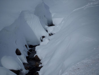 Scenic view of snow covered mountains