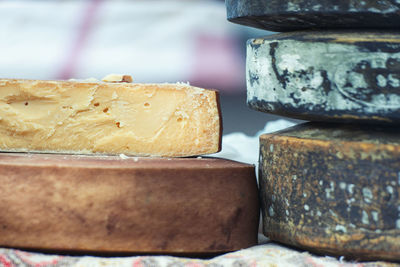 Close-up of cheese on table