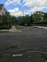 Road by city against sky