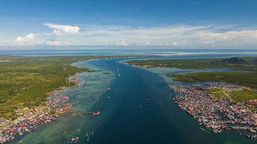High angle view of sea against sky
