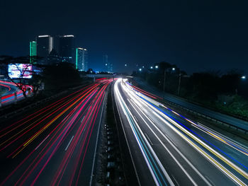 Light trails on highway at night