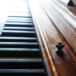 High angle view of piano