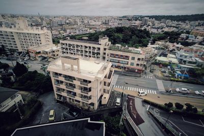 High angle view of cityscape against sky