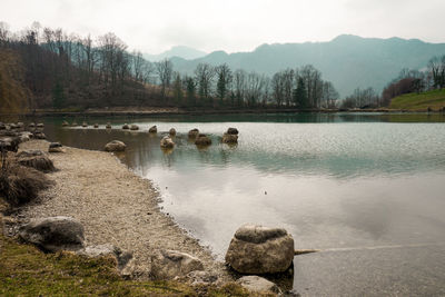 Scenic view of lake against sky