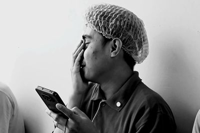 Man using mobile phone