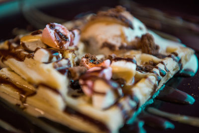 Close-up of served food in plate