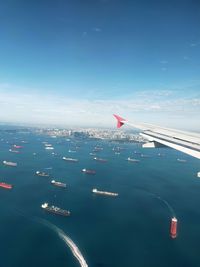 Aerial view of city against sky