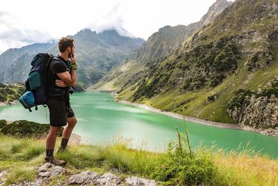 Full length of man standing on mountain