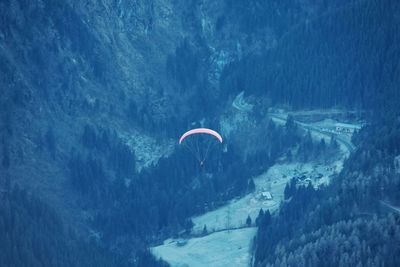 Aerial view of snow covered mountain