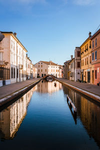 Canal amidst buildings against sky in city