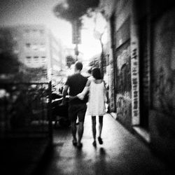 Woman walking on street