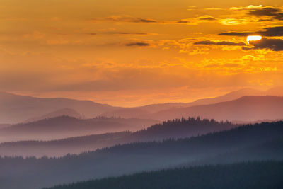 Scenic view of landscape against sky during sunset