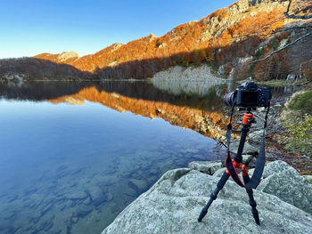 Taking photos at sunset during foliage with professional camera